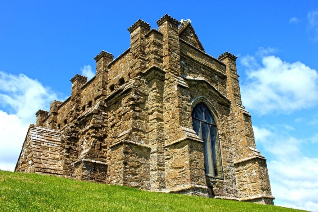 This chapel has a great viewing from the hills. 