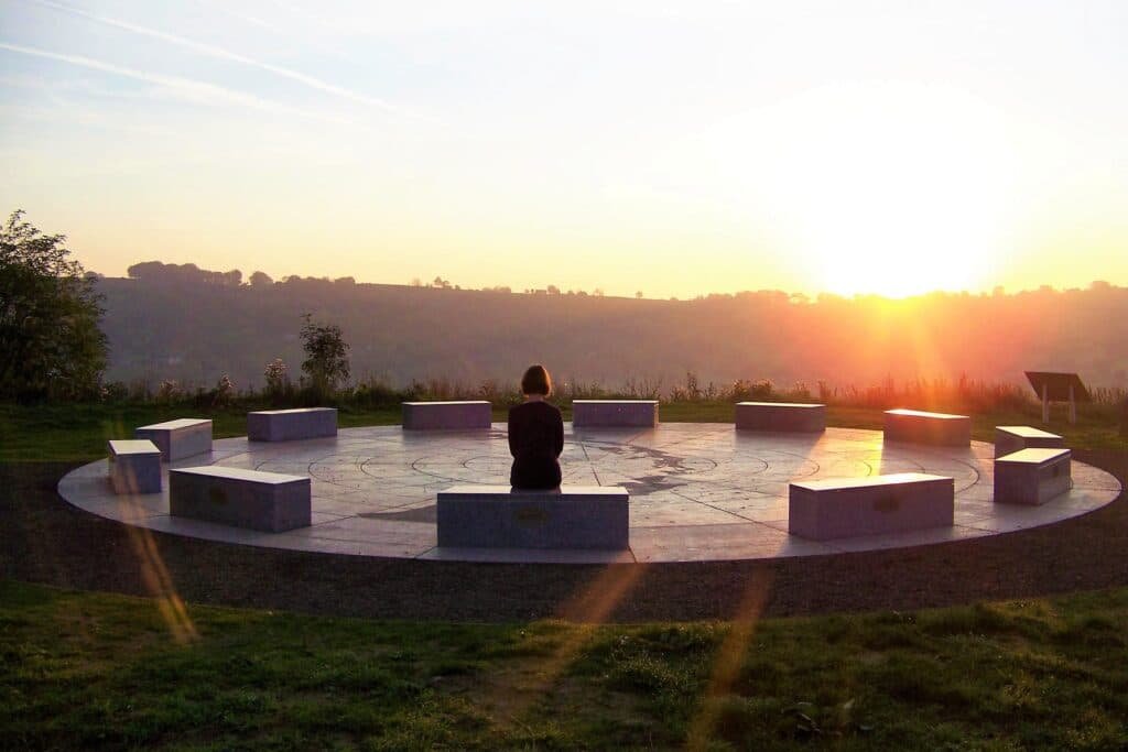 Woman taking in the celestial energy from StarDisc in Derbyshire