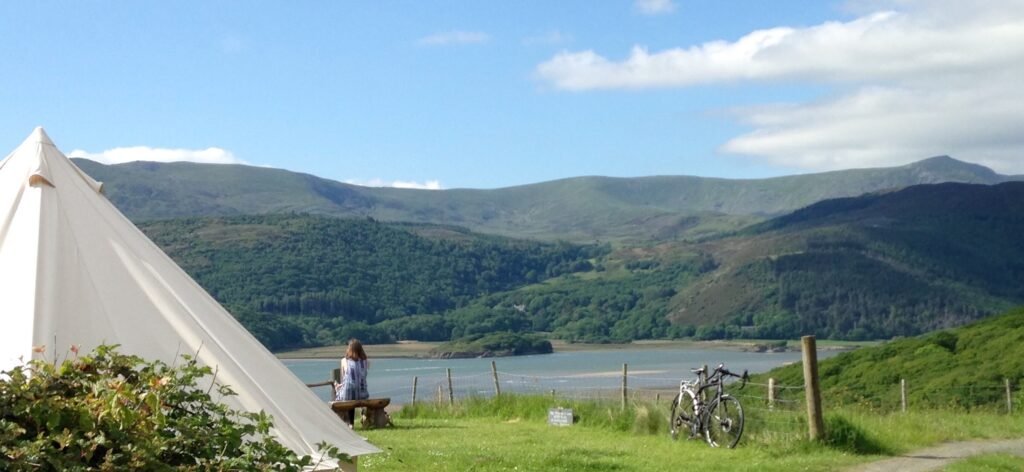 Tranquil scenic view from the Graig Wen campsite in North Wales. Experience this when camping in North Wales.