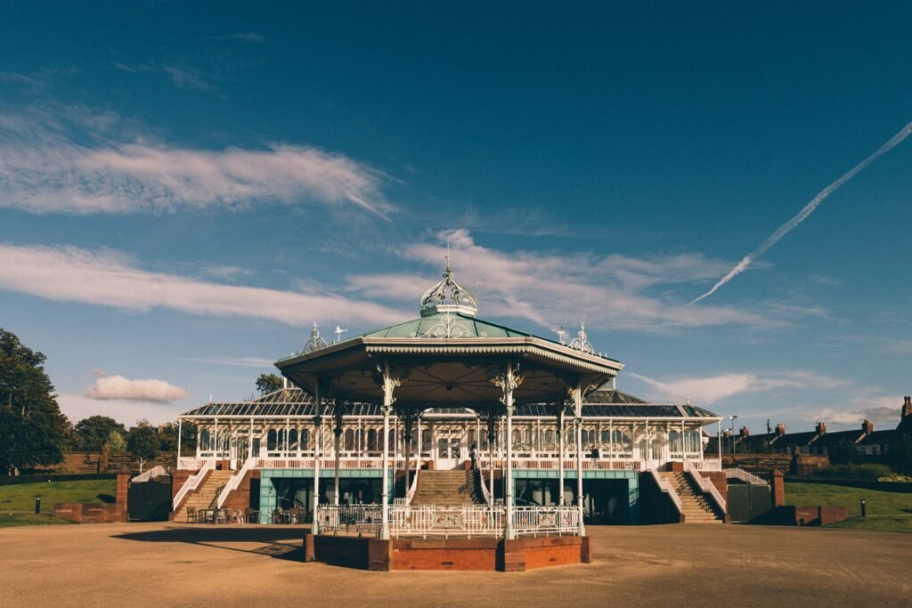 Gazebo in a summer time park.