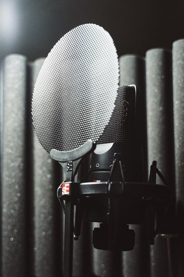 microphone in a recording booth